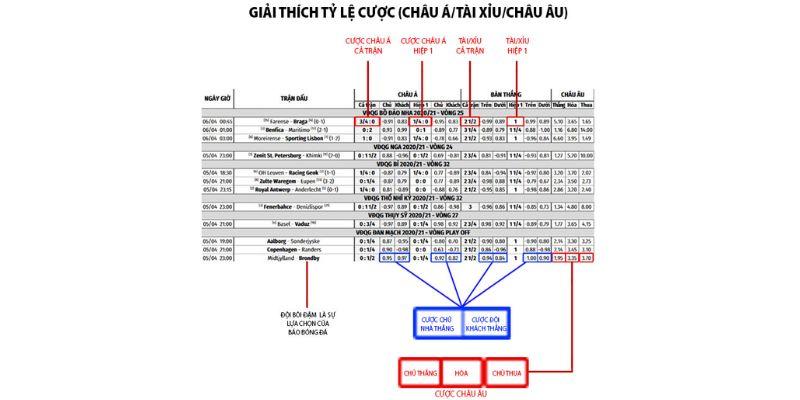 Giải thích tỷ lệ cược kèo Châu Á